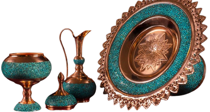 ظروف مسی فیروزه کوبی